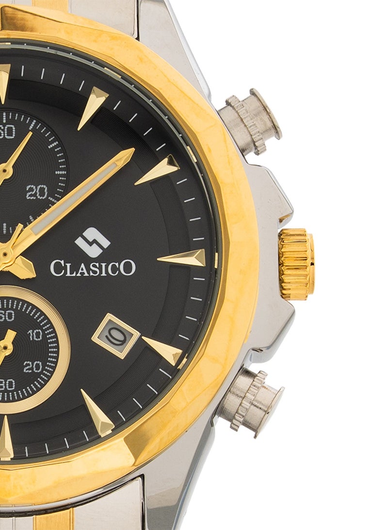 Clasico Luxe Men’s Chronograph Wrist Watch | Two-Tone Gold & Silver Stainless Steel Bracelet | Luxury Analog Watch for Men - Image 4